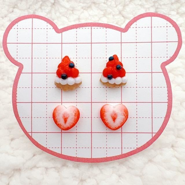【3Dネイルパーツ】甘酸っぱいベリータルト&ハート苺セット♡ハンドメイド