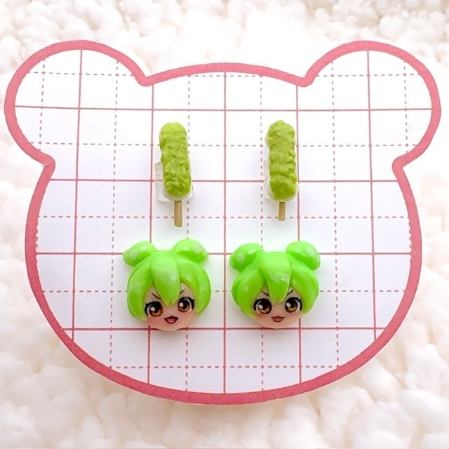 【3Dネイルパーツ】ずんだもん&お団子セット♡ハンドメイド