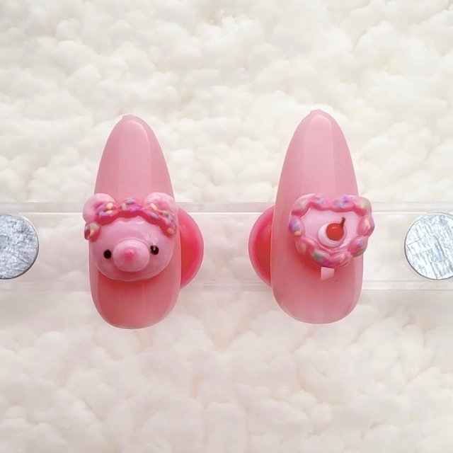【3Dネイルパーツ】ゆめかわピンクホイップくまちゃんセット♡ハンドメイド