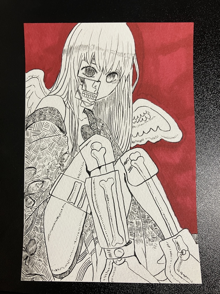 赤い背景の原画