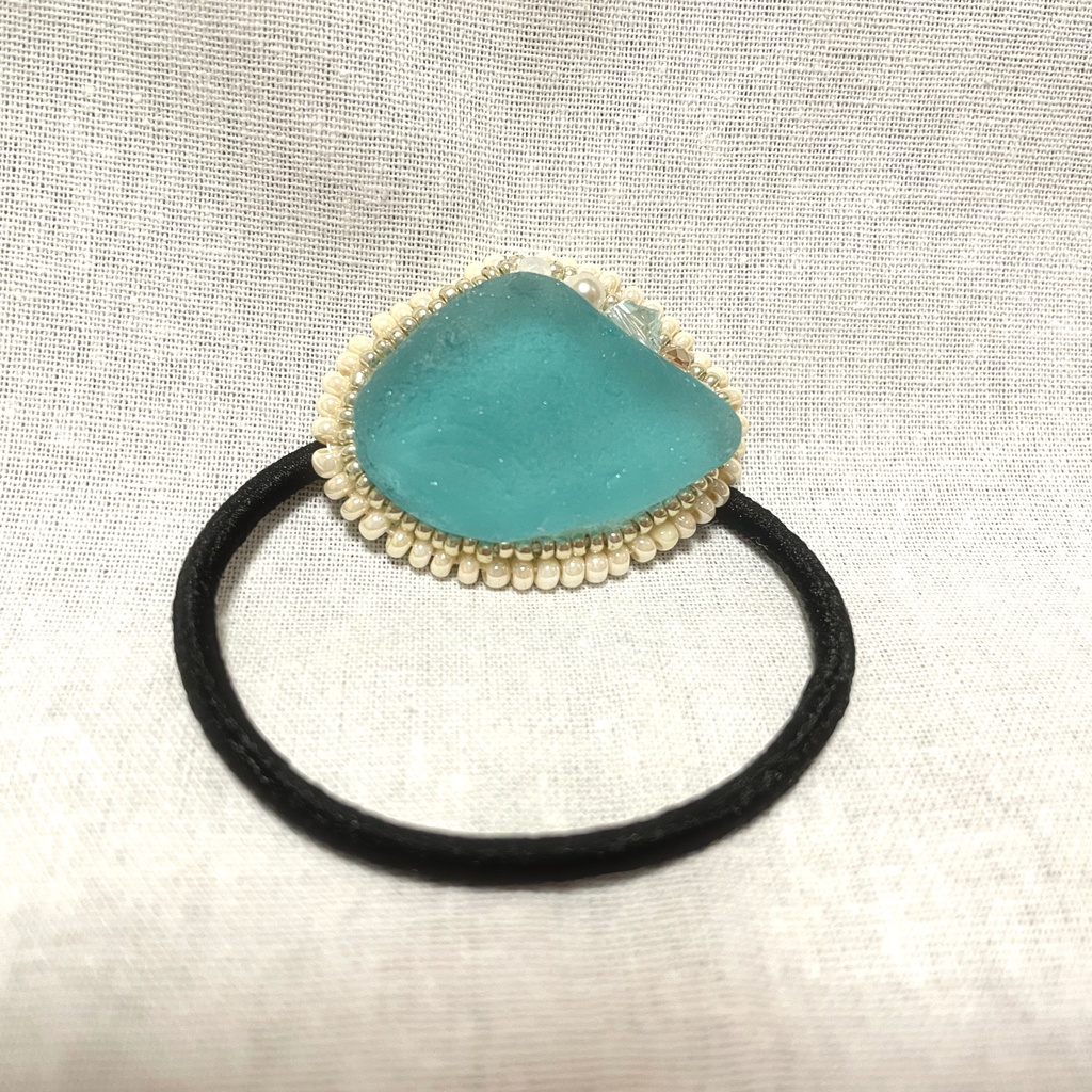 【展示】シーグラスのヘアゴム(個別オーダー品)