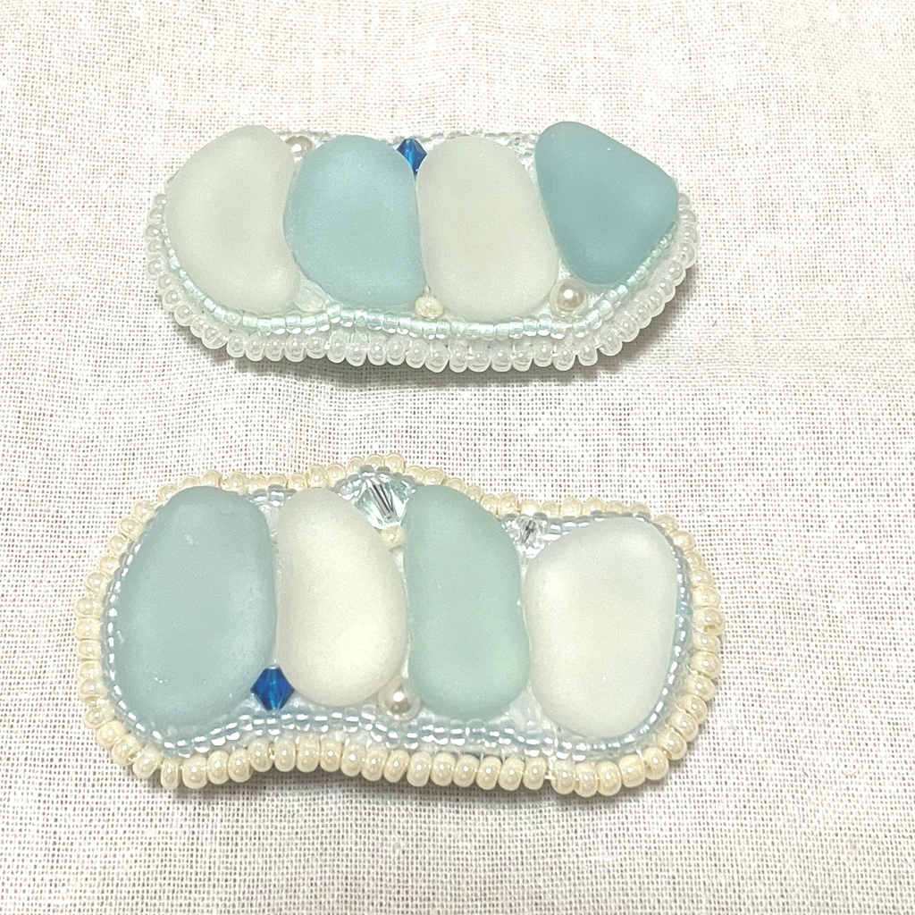 【展示】シーグラスの帯留め(オーダー品)