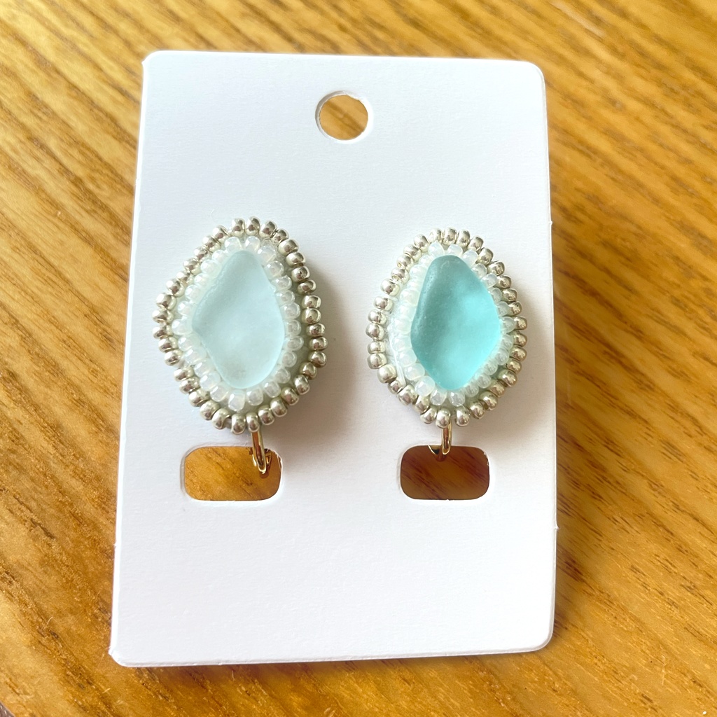 【展示】シーグラスのイヤリング(個別オーダー品)