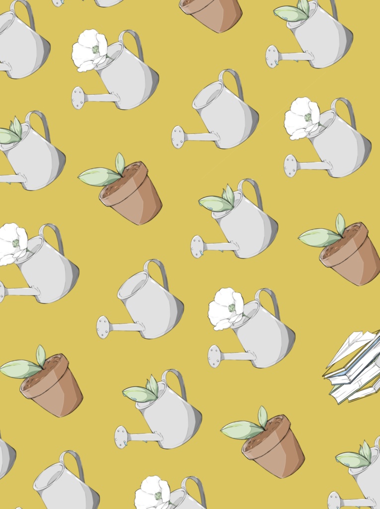 「草+ジョウロ=入れ替え」クリアファイル 黄色