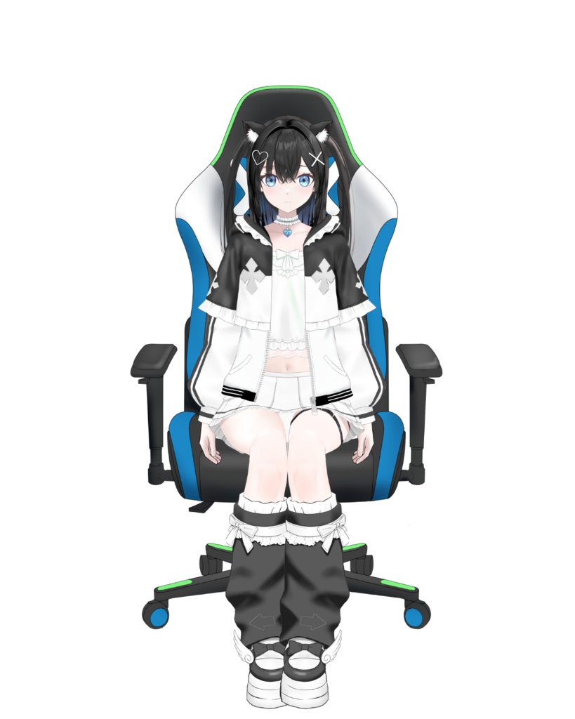 黒猫耳メイドジャージツインテVTuberモデル【限定1点】