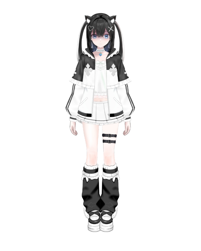 黒猫耳メイドジャージツインテVTuberモデル【限定1点】