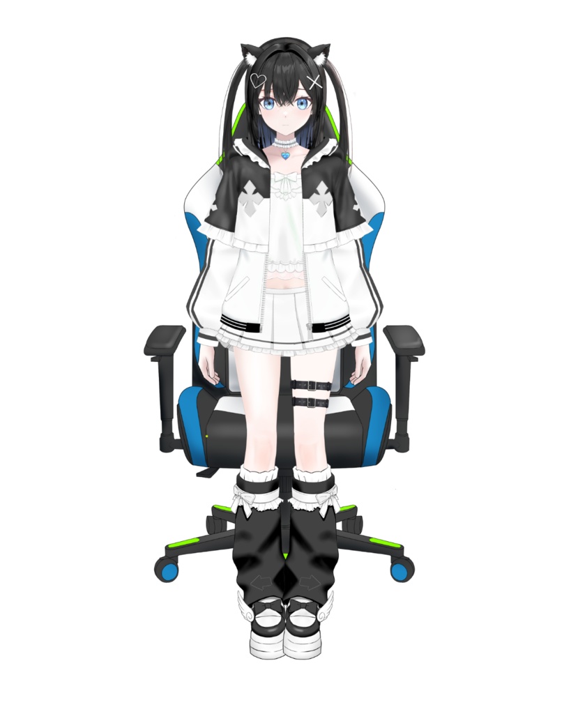 黒猫耳メイドジャージツインテVTuberモデル【限定1点】
