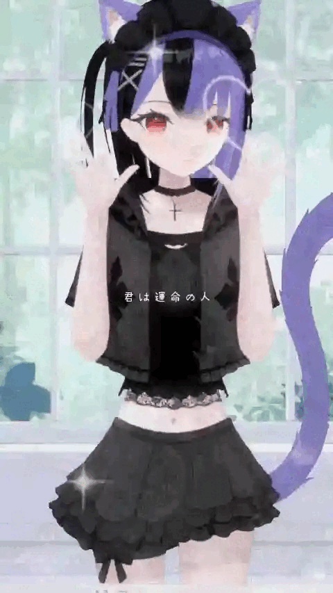 限定1点 カチューシャ黒紫猫耳メイド風ジャケット/VTuberモデル/Live2d