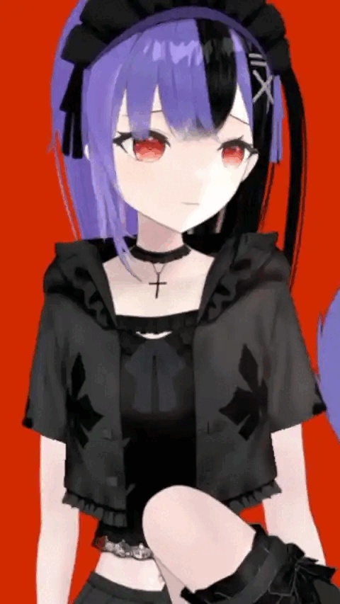 限定1点 カチューシャ黒紫猫耳メイド風ジャケット/VTuberモデル/Live2d