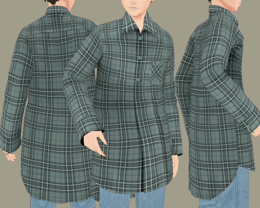 【無料】男女兼用グランパシャツ (VRoid Studio正式版)