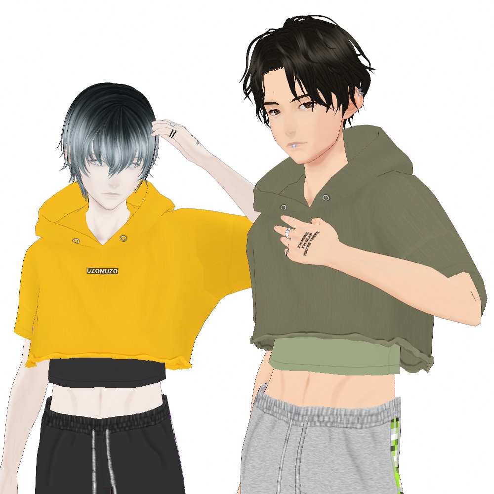 VRoid Studio 正式版【無料】【男性用】短丈切りっぱパーカー