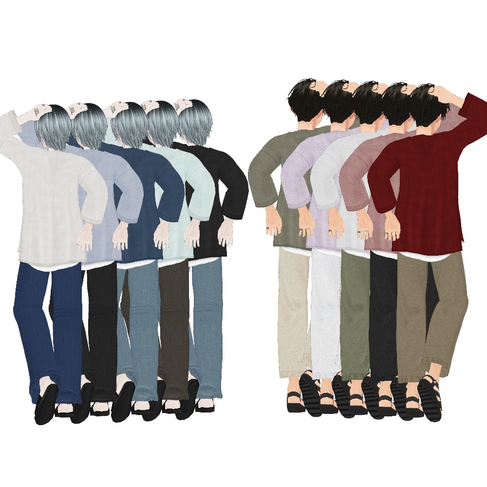 VRoid Studio 正式版【男性用】【無料あり】Vネックレイヤードサマーニット