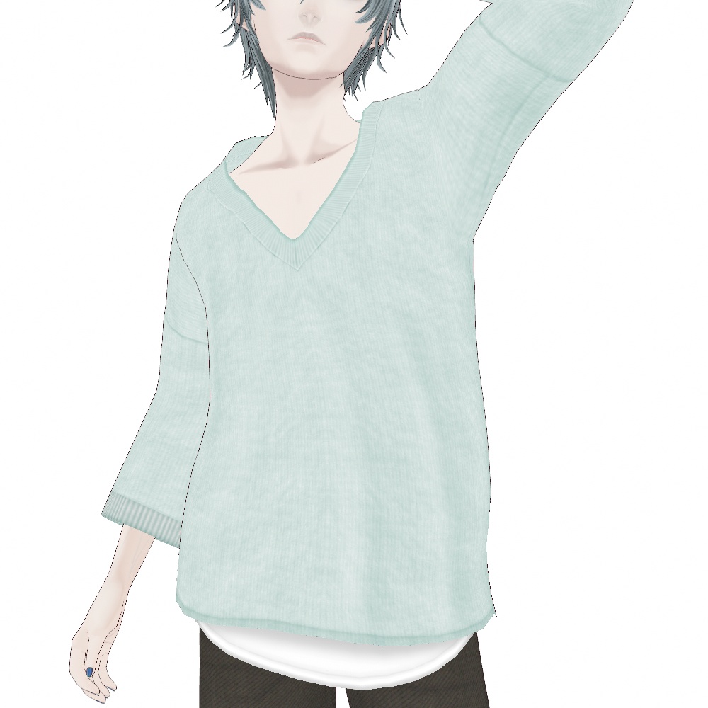 VRoid Studio 正式版【男性用】【無料あり】Vネックレイヤードサマーニット