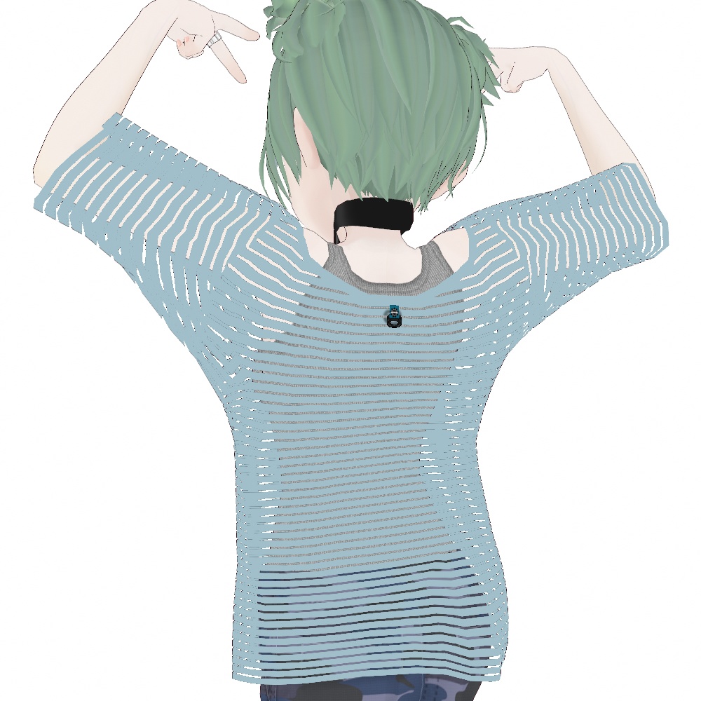 VRoid Studio 正式版 【無料】 透け感ボーダーTシャツ