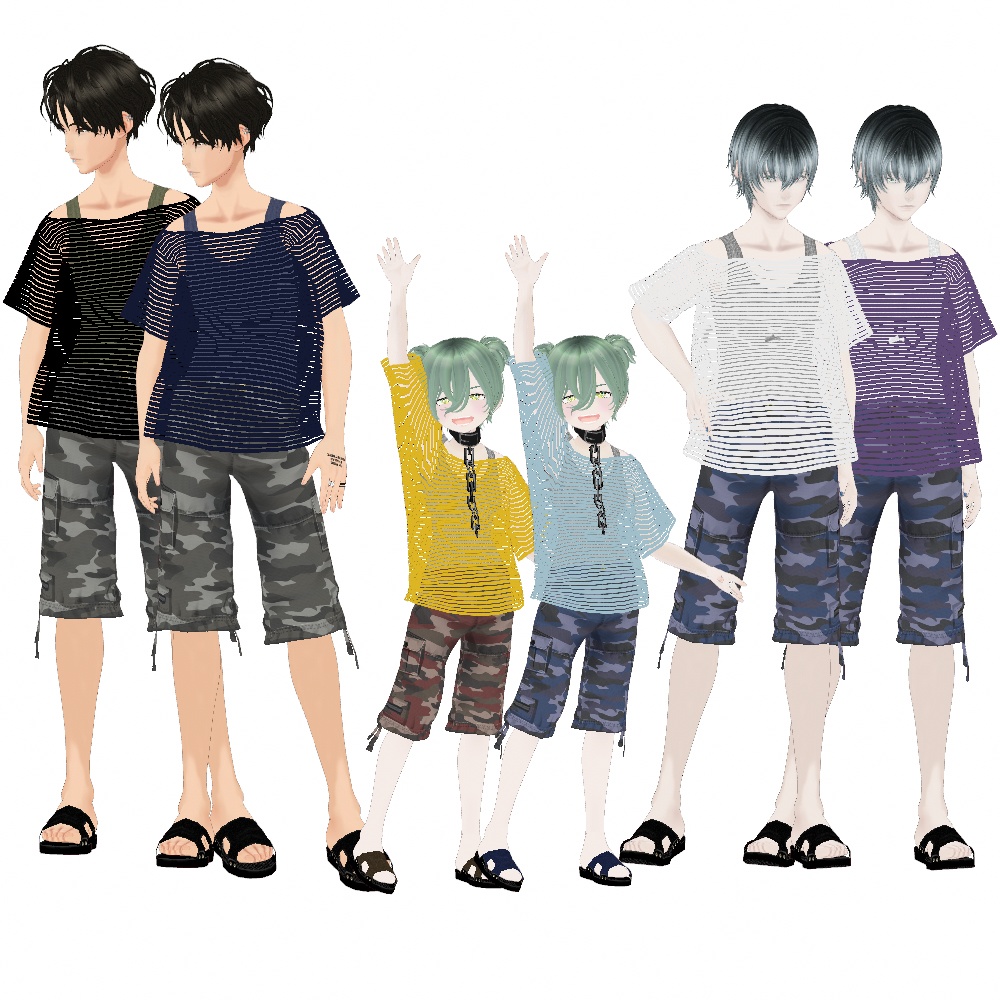 VRoid Studio 正式版 【無料】 透け感ボーダーTシャツ