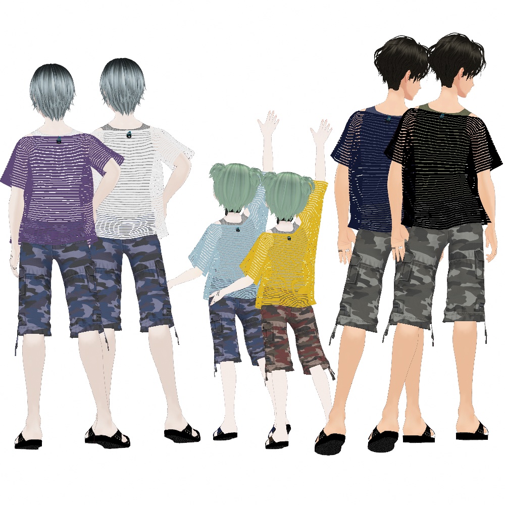 VRoid Studio 正式版 【無料】 透け感ボーダーTシャツ