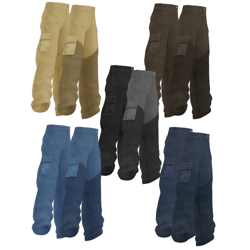 VRoid Studio 正式版 【無料あり】 単色&バイカラーデニムカーゴ