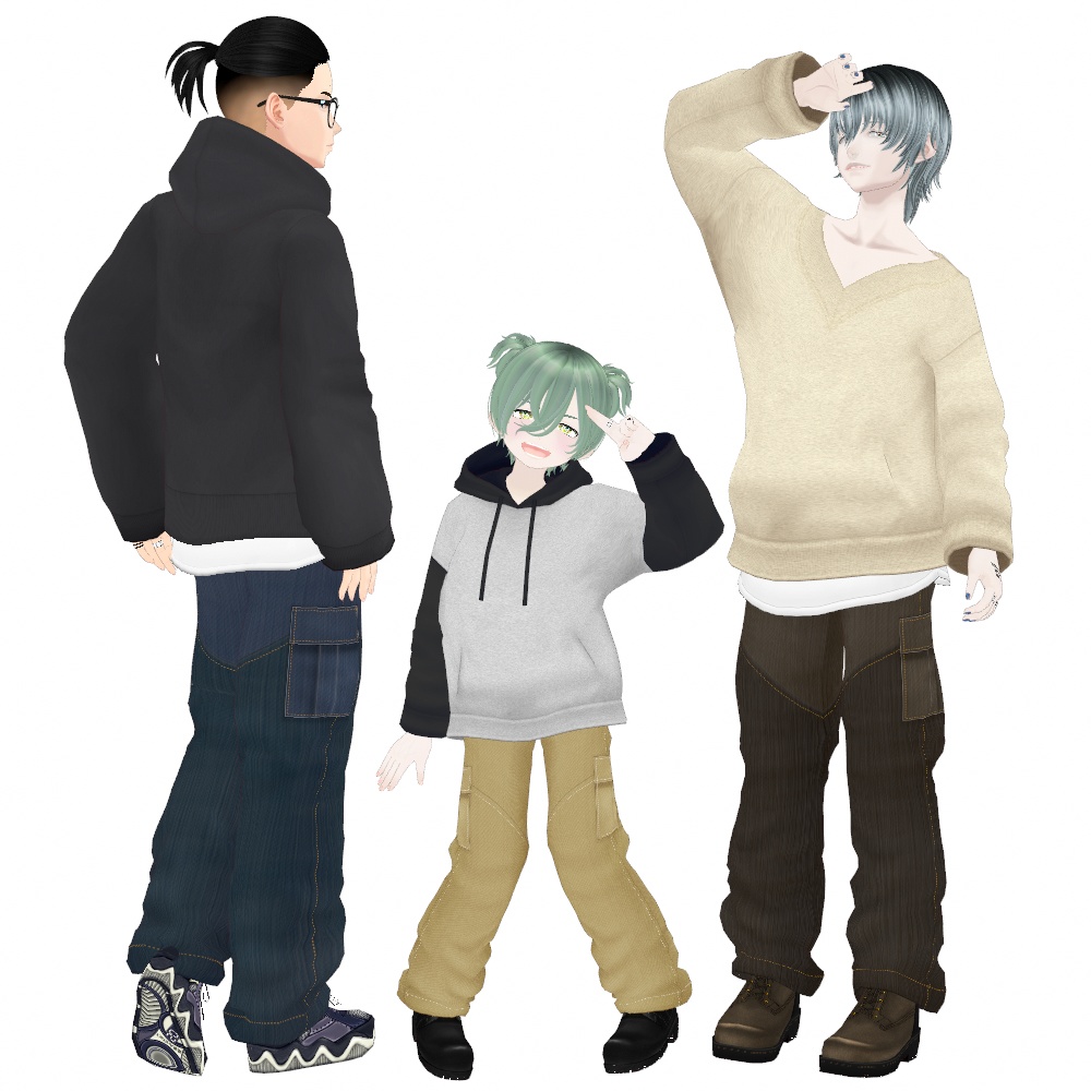 VRoid Studio 正式版 【無料あり】 単色&バイカラーデニムカーゴ