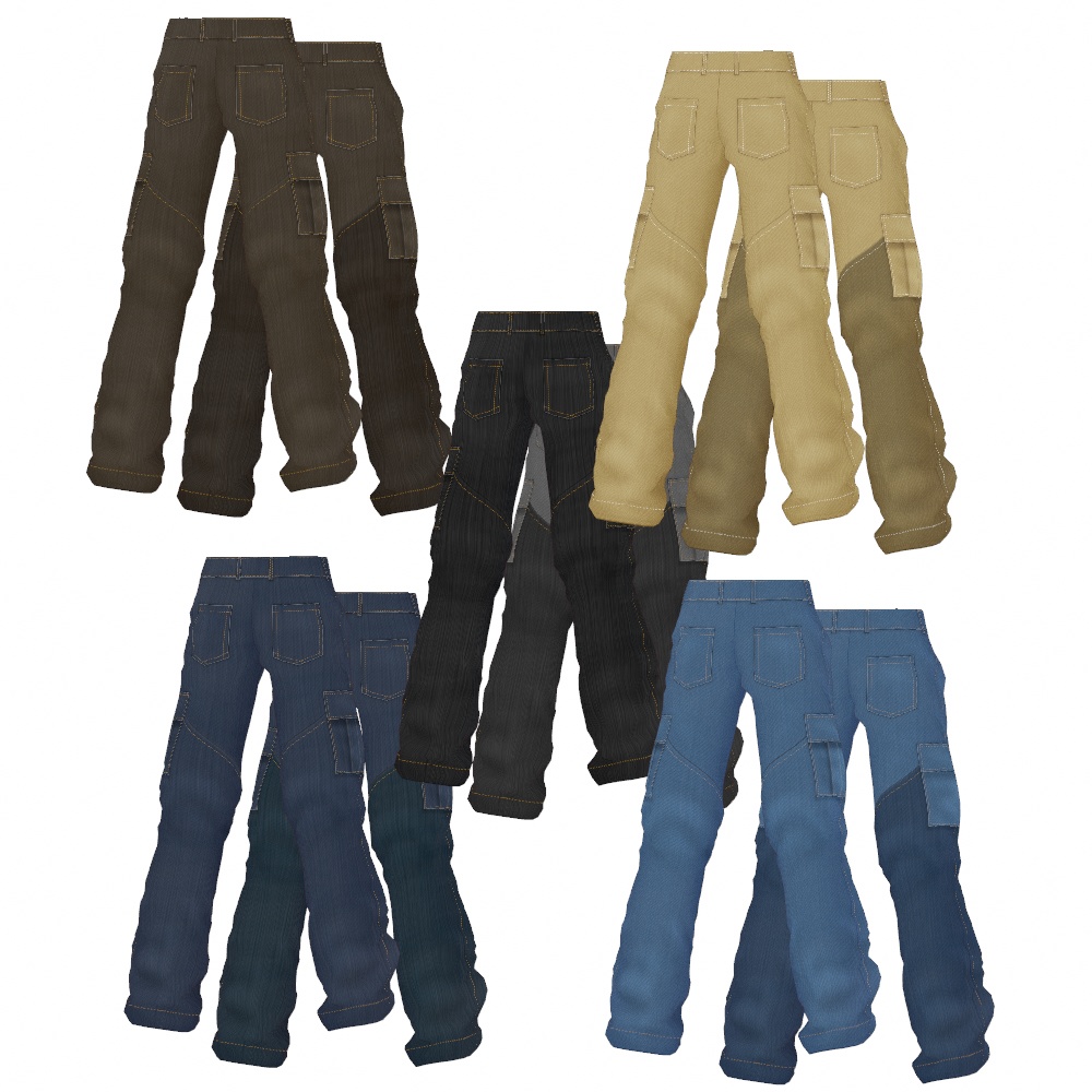 VRoid Studio 正式版 【無料あり】 単色&バイカラーデニムカーゴ