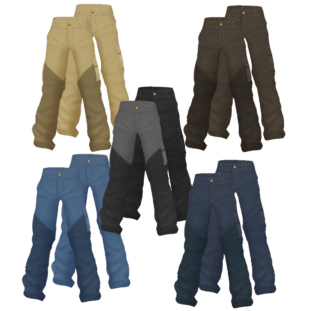 VRoid Studio 正式版 【無料あり】 単色&バイカラーデニムカーゴ