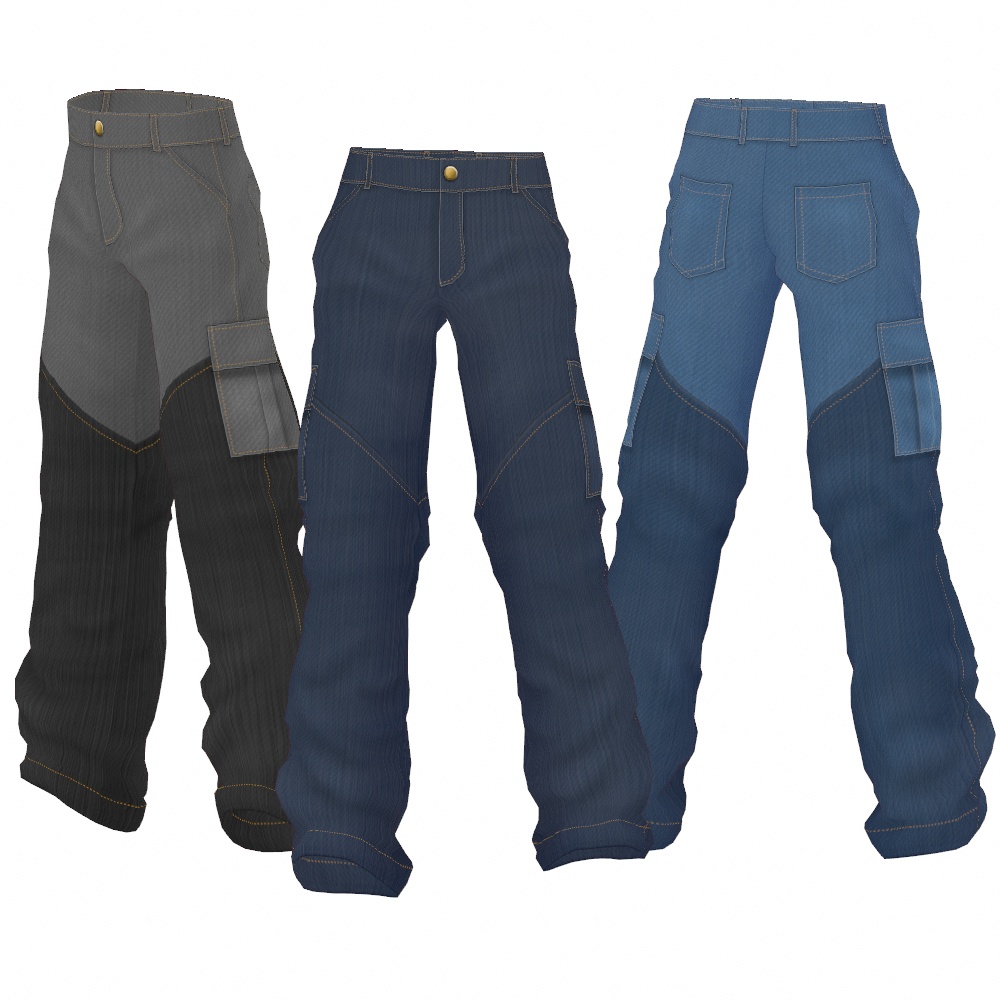 VRoid Studio 正式版 【無料あり】 単色&バイカラーデニムカーゴ