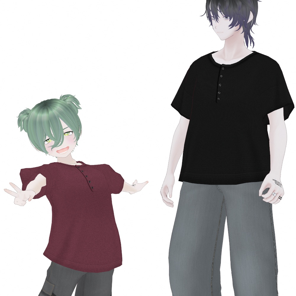 VRoid Studio 正式版 【1色無料】ヘンリーネックワッフルTシャツ