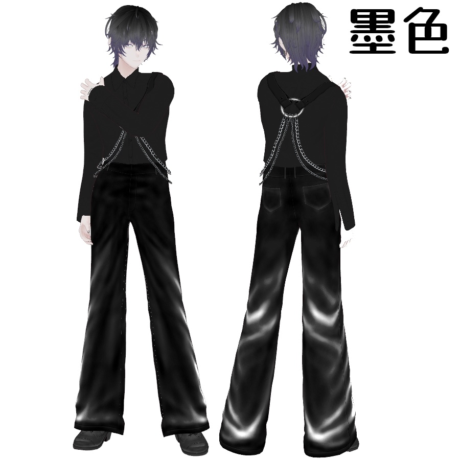 VRoid Studio 【1色無料】【Xwearデータ有】レザーワイドフレアパンツ