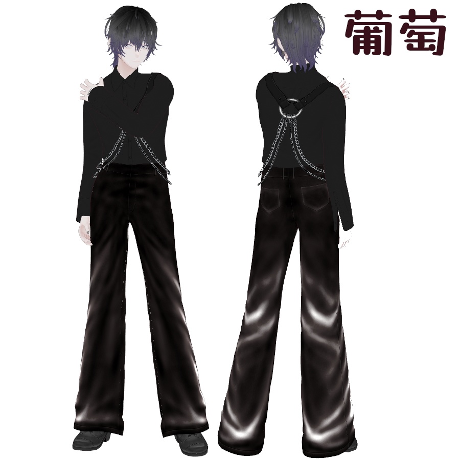 VRoid Studio 【1色無料】【Xwearデータ有】レザーワイドフレアパンツ