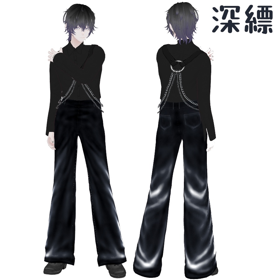 VRoid Studio 【1色無料】【Xwearデータ有】レザーワイドフレアパンツ