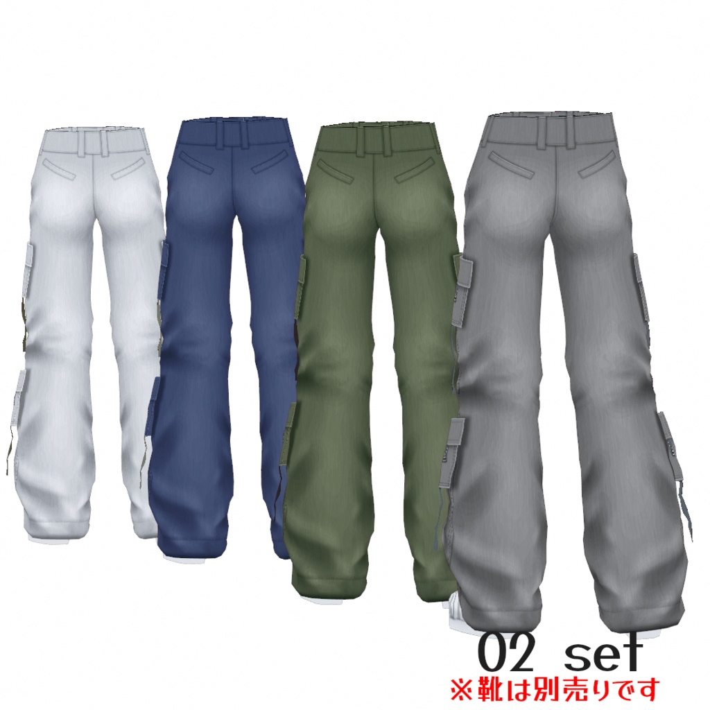 VRoid Studio 【1色無料】【Xwearデータ有】ワイドカーゴパンツ