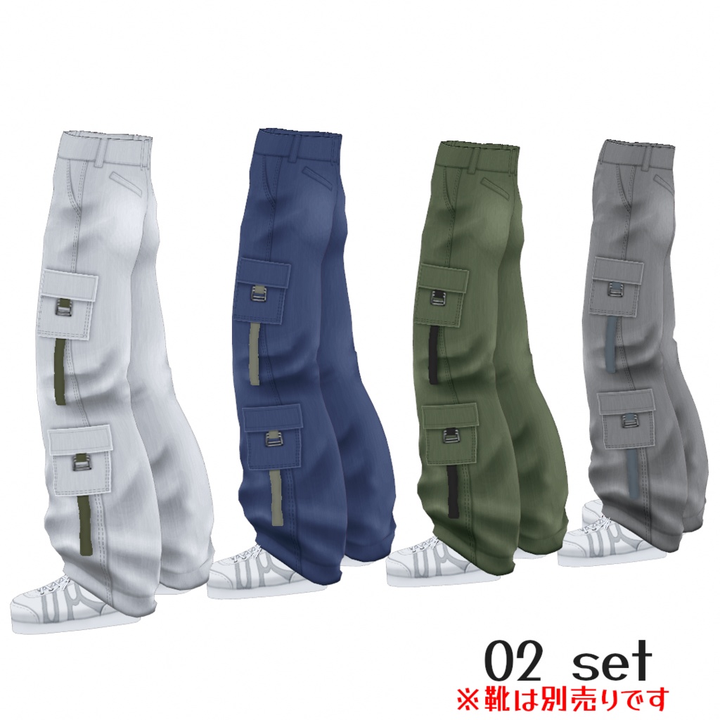 VRoid Studio 【1色無料】【Xwearデータ有】ワイドカーゴパンツ