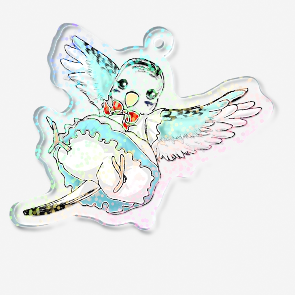 AliceTori不思議の国のアリス✖️セキセイインコ ホログラムアクリルキーホルダー - 50 × 50mm