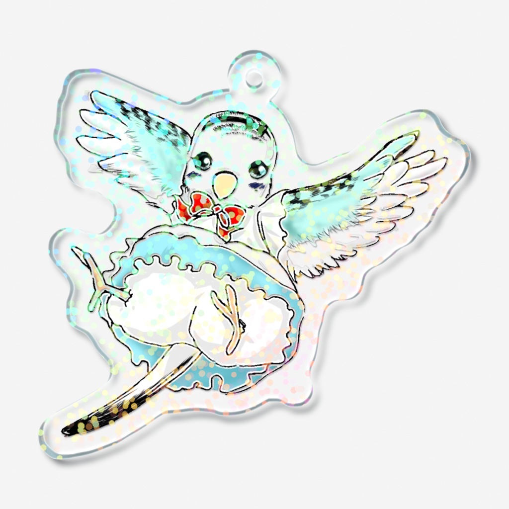 AliceTori不思議の国のアリス✖️セキセイインコ ホログラムアクリルキーホルダー - 50 × 50mm
