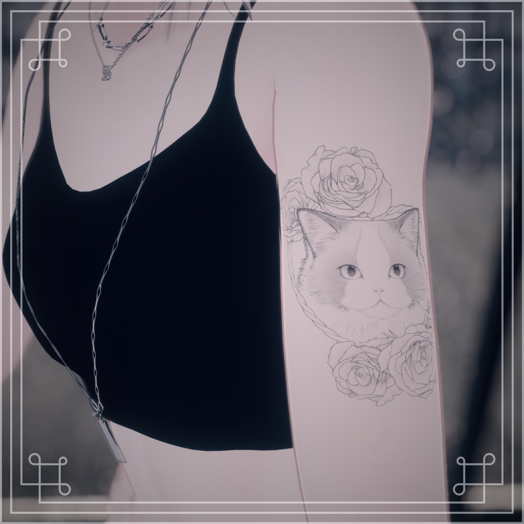 猫&薔薇のタトゥー