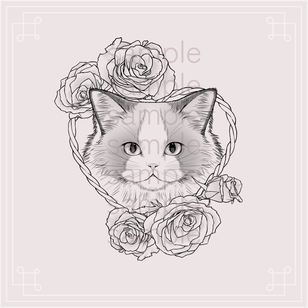 猫&薔薇のタトゥー