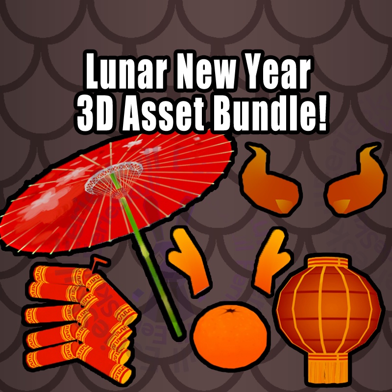 Chinese New Year Low Poly 3D Vtuber Asset Pack | Lunar New Year |  Year of the Dragon