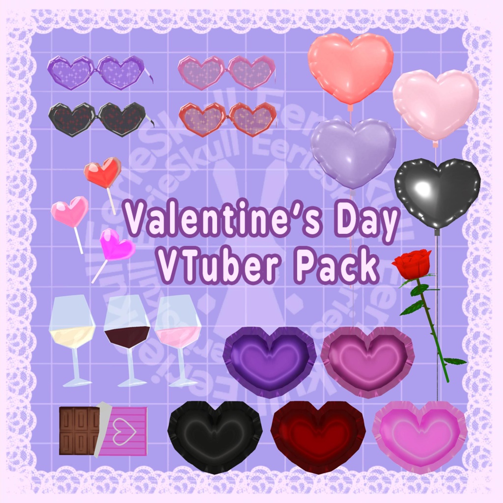 Valentine's Day 3D VTuber Asset Pack | Lovecore Aesthetic |