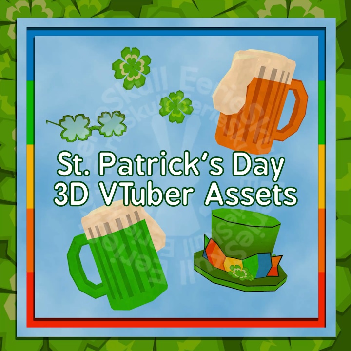 St. Patrick's Day Low Poly 3D Vtuber Asset Pack