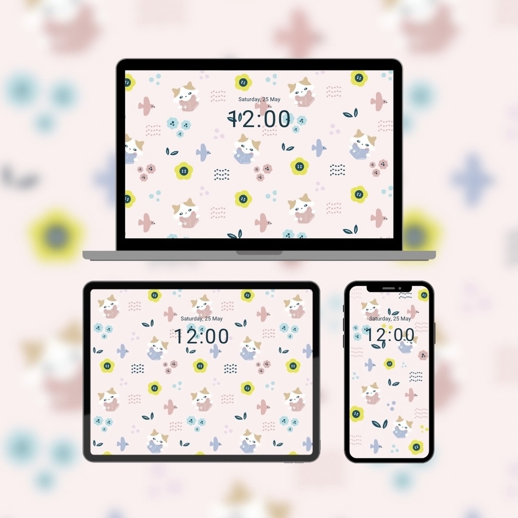 スマホ・ PC・iPad壁紙セット｜ねこと小鳥のやさしい日々