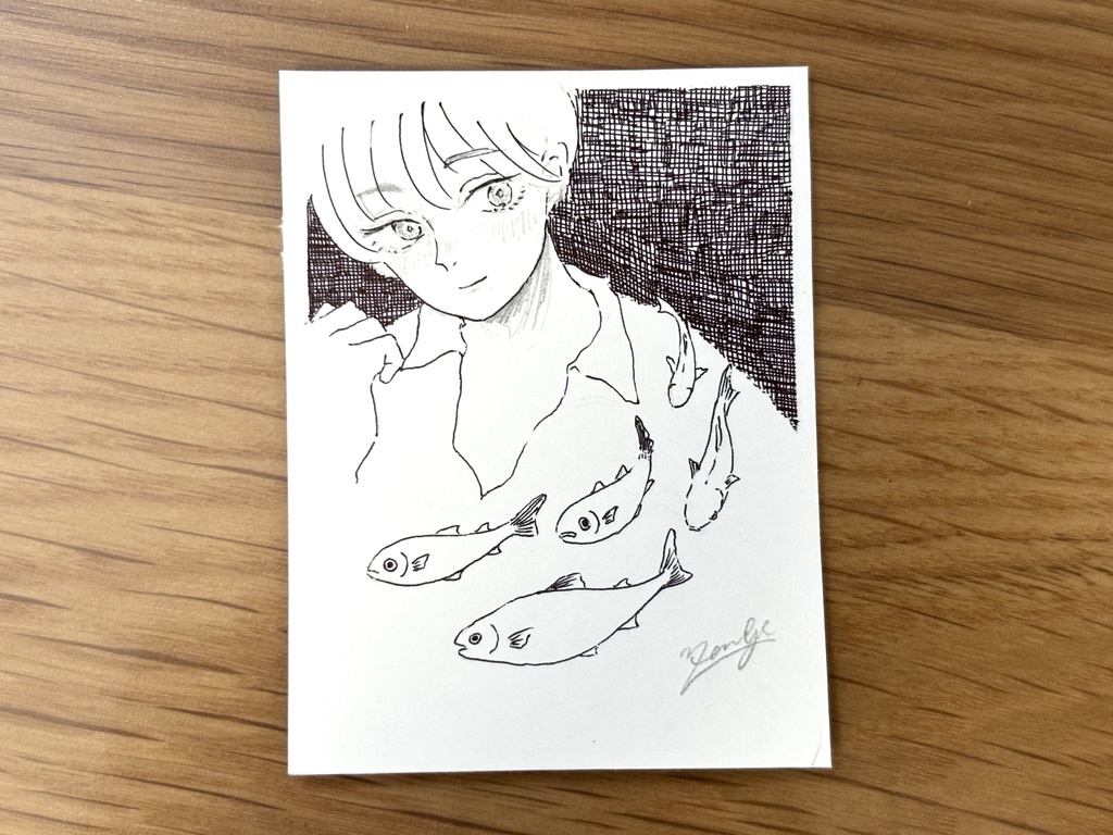 原画　少年と魚