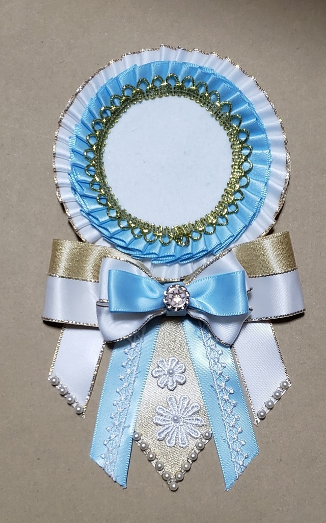 ロゼット(水色×白×金)