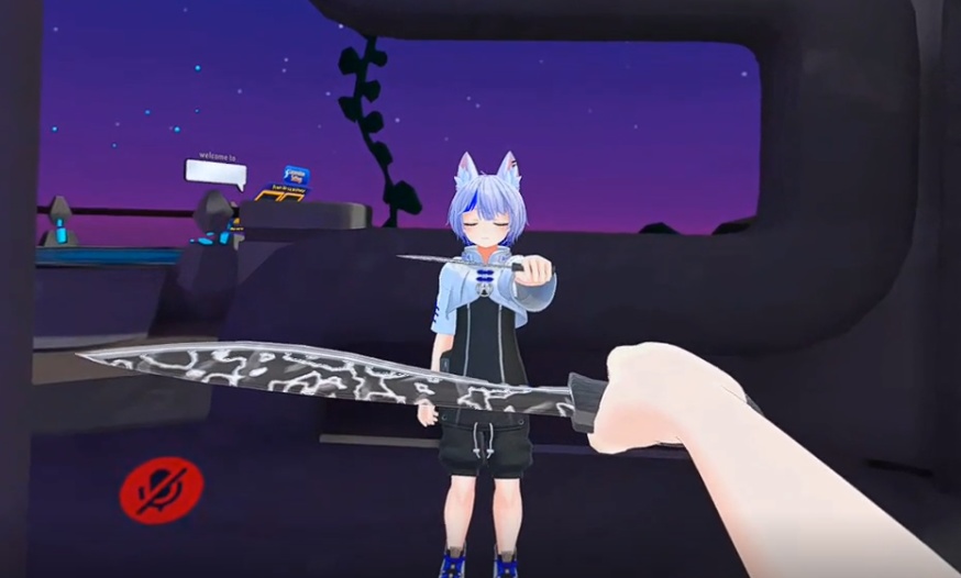 ホルスターから引き抜く式の マチェーテ | 波柄【VRCアバターギミック】【ver1.00】