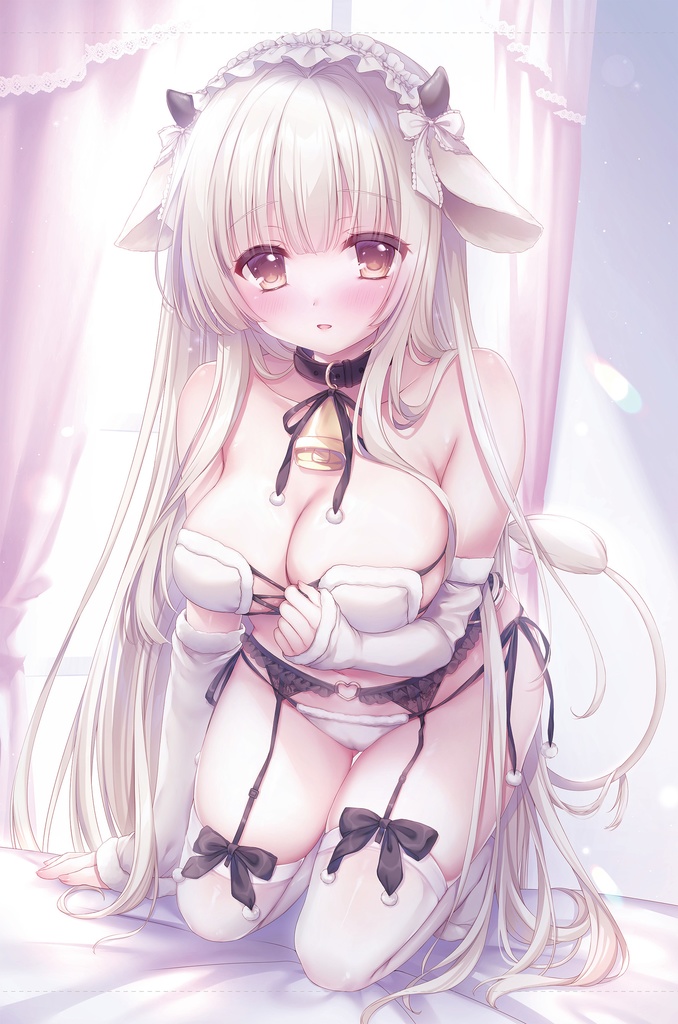 【1/31まで受注】もこもこ牛娘ちゃんB2タペストリー(全年齢)