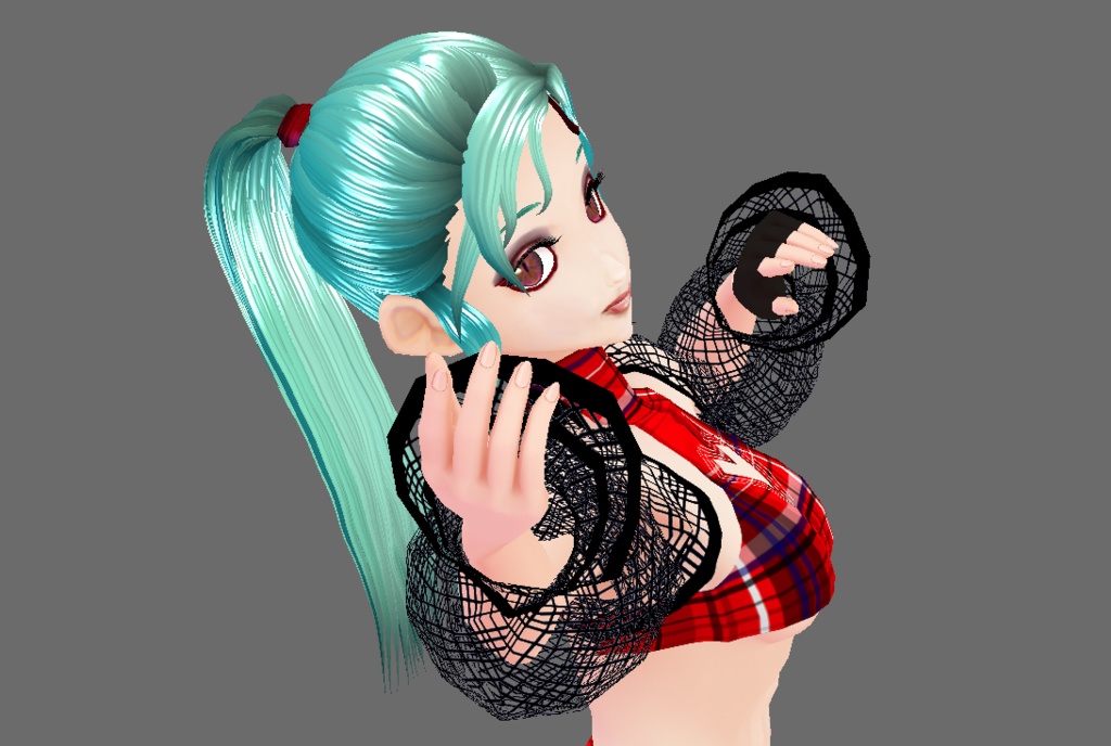 Tartan plaid 2 piece dress red VROID