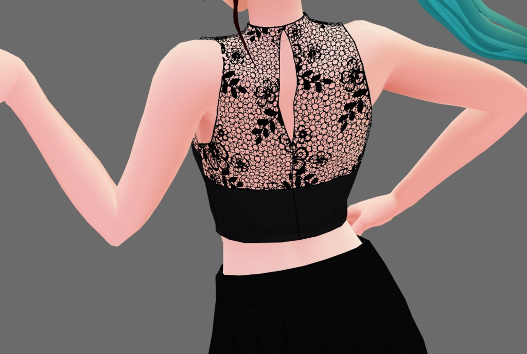 cute coy lacey outfit black vroid