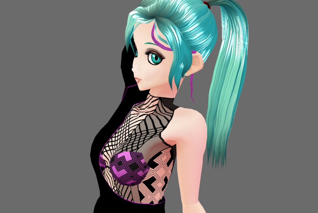 One shoulder LBD vroid outfit