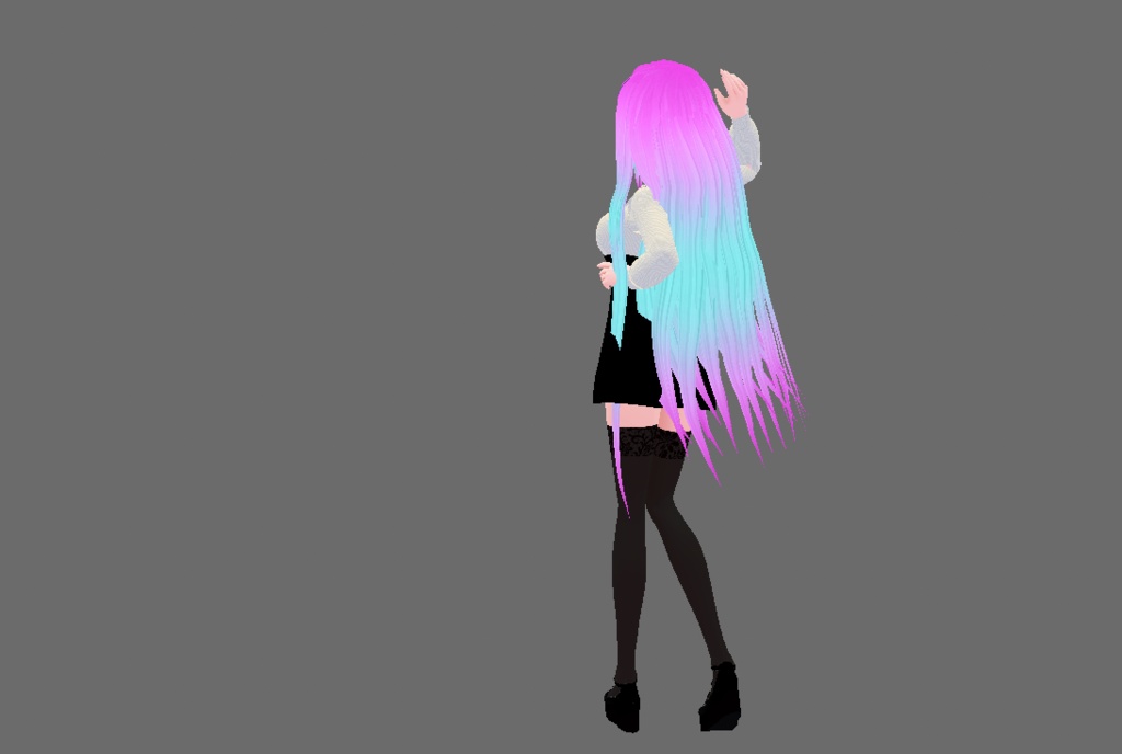 Vroid white knit sweater and black skirt