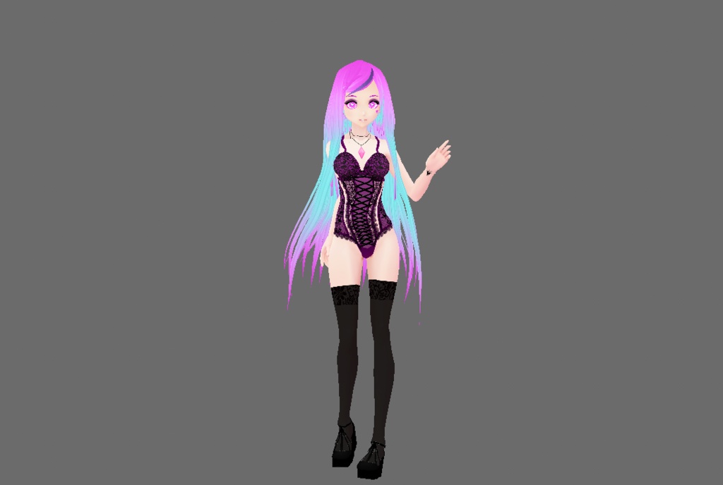 Vroid white knit sweater and black skirt