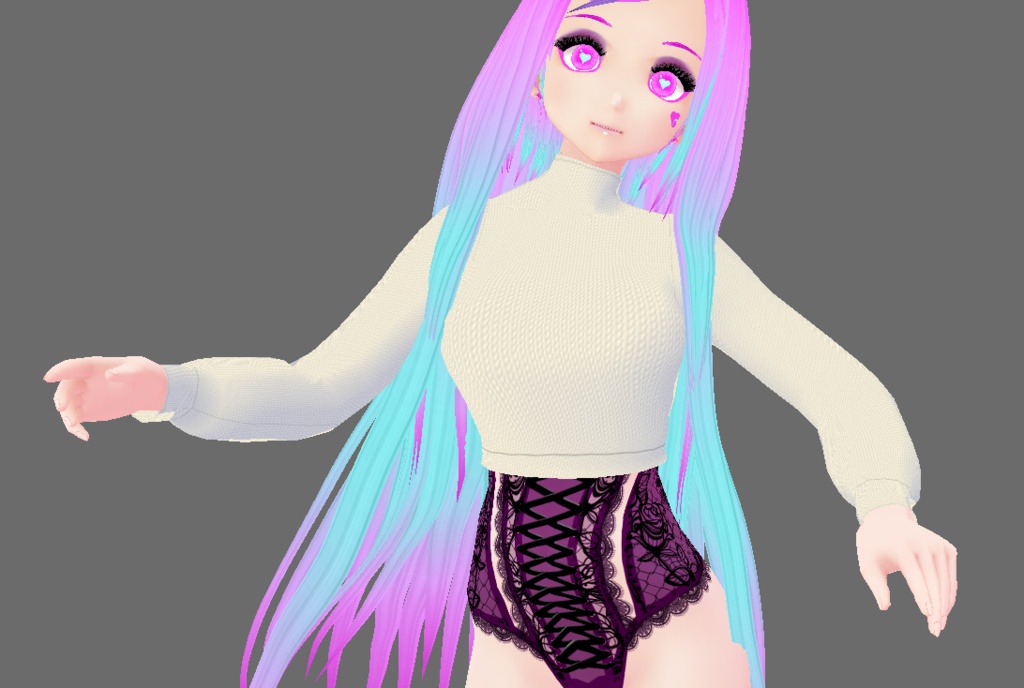 Vroid white knit sweater and black skirt