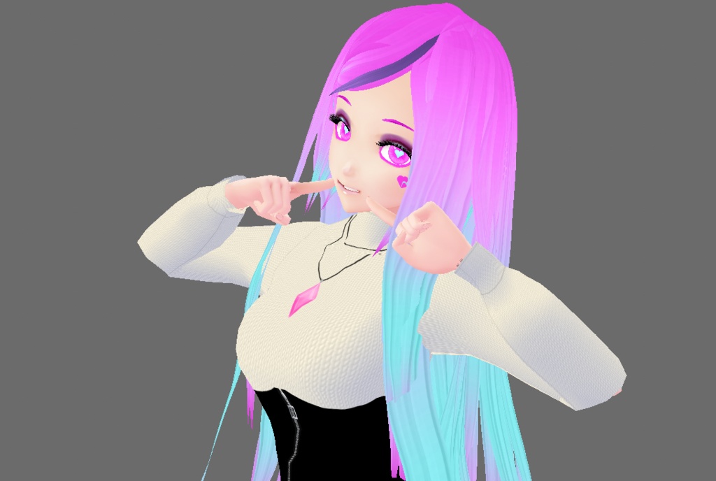 Vroid white knit sweater and black skirt